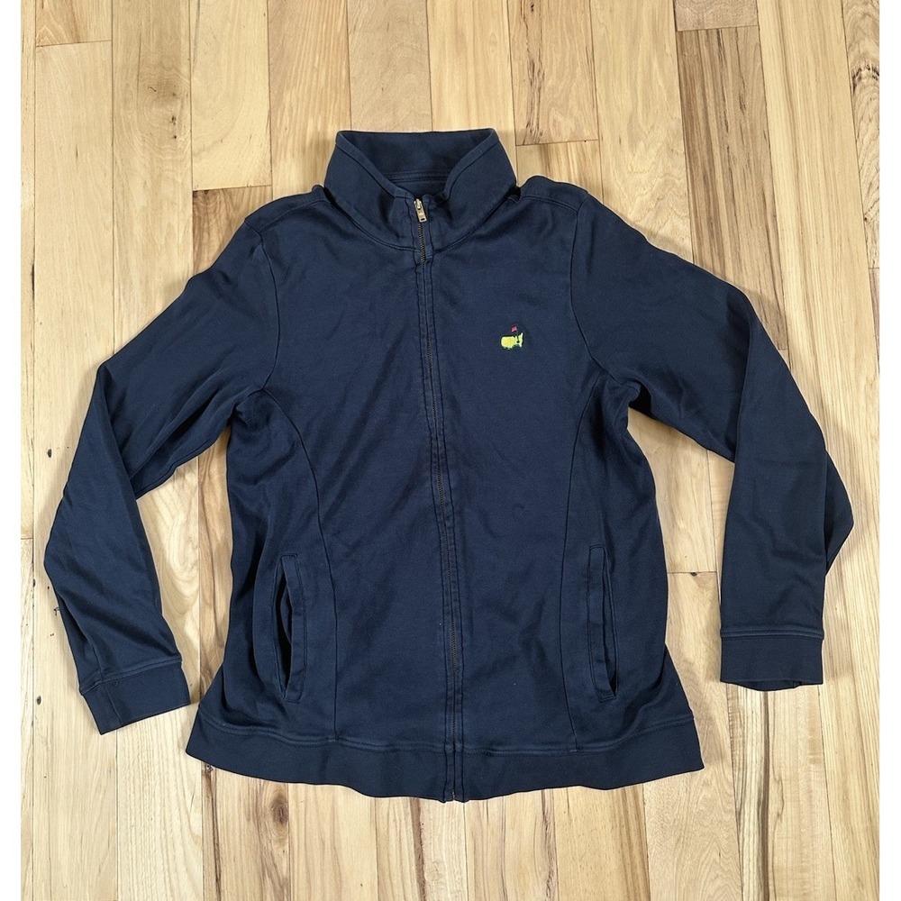 Womens Medium Peter Millar Masters Full Zip Jacket Golf Black Cotton